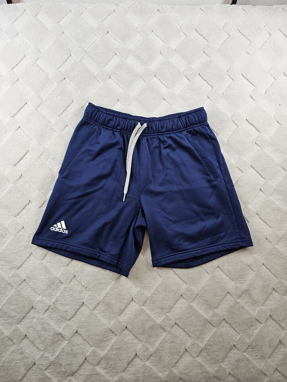 Adidas Athletic Sweat Shorts Mens Large Navy Blue Drawstring Gym Yoga